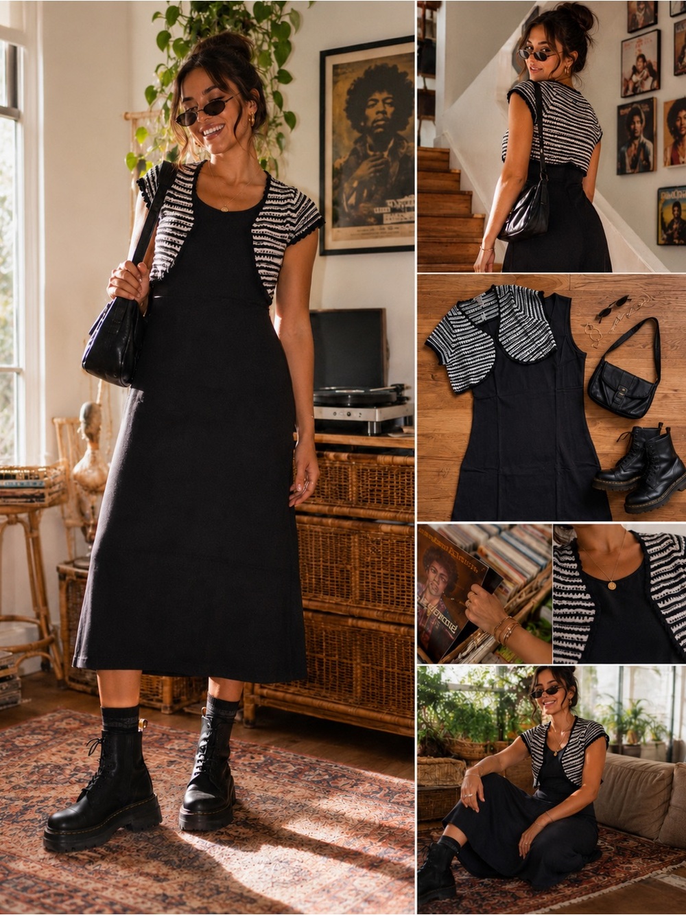 New Liz Claiborne Sleeveless Dress Crochet Balero Black & White Large Petite